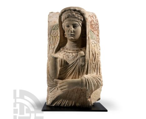 2nd-3rd century A.D. Modelled in the round with a fragment of stand to the rear; the figure carefully carved to exhibit the d