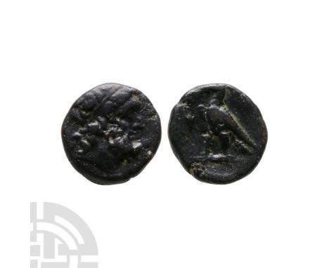 180-146 B.C. Paphos, Cyprus mint. Obv: head of Zeus facing right. Rev: eagle facing left, arrow before. Svoronos 1904, II, 23