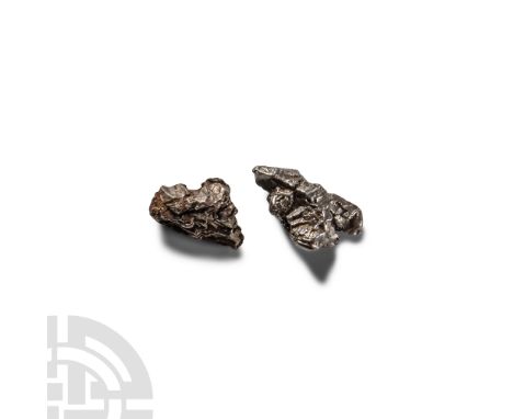 Fell 6000-5000 years B.P. Comprising two iron (IAB) meteorites. See Graham, Bevan and Hutchison ed., Catalogue of Meteorites,