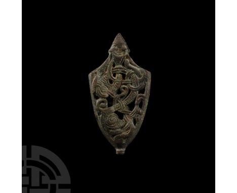 9th-11th century A.D. Displaying openwork interlaced zoomorphs to both faces. Cf. Yotov, V., The Vikings on the Balkans, Varn