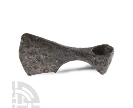 10th-13th century A.D. Hand-forged with triangular-section narrow blade widening to a broad bevelled edge with square chin an