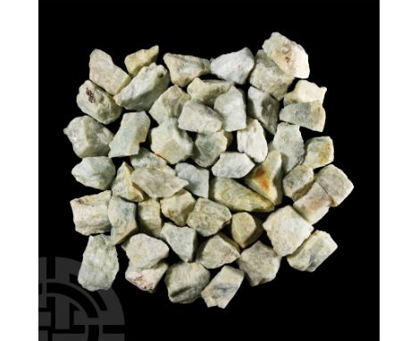 Comprising a number of light green chunks in various sizes.  2.67 kg total, 34-60 mm (1 3/8 - 2 3/8 in.).Ex Mineral Imports, 
