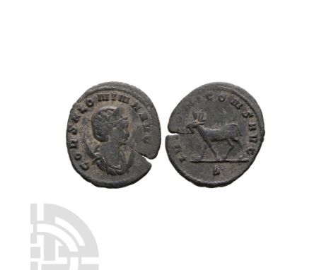 267-268 A.D. Rome mint. Obv: COR. SALONINA AVG, bust right on crescent. Rev: IVNONI CONS. AVG, doe walking left; below, delta