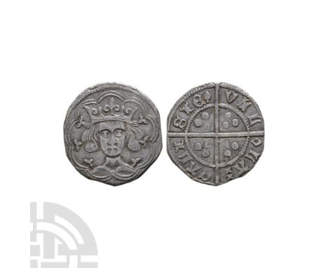 1431-32/33 A.D. Host coin, Henry VI, (1422-61), first reign, Calais mint. Pinecone mascle issue. Obv: facing crowned bust, wi