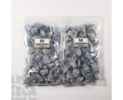 Comprising a range of sizes of light blue specimens.  795 grams total, 17-33 mm (5/8 - 1 1/4 in.).From Mexico. Ex Mineral Imp