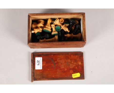 Carved wooden chess set
