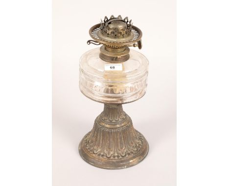 20th century gilt metal and glass oil lamp 