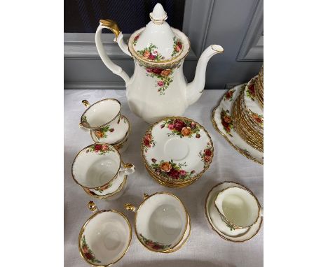 Twenty four pieces of Royal Albert Old Country Roses coffee set to include cups; saucers etc 