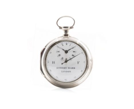 Robert Ward Taschenuhr mit ÜbergehäuseEngland, London, 1785, Schlüsselaufzug, vergoldetes Uhrwerk mit Zylinderhemmung, Kette 
