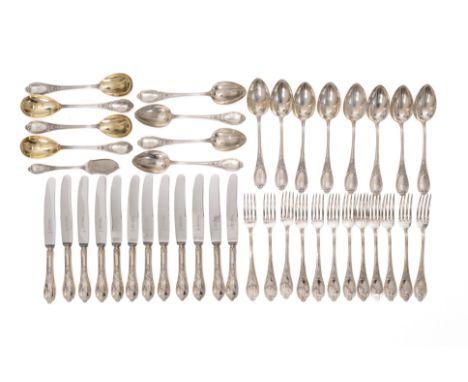 Umfangreiches Silberbesteck für 12 Personen152-tlg., Koch und Bergfeld, Bremen, um 1890, 800 Silber, punziert, Halbmond und K