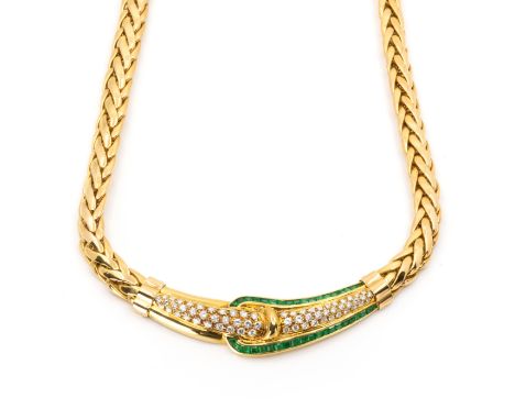 Minorini Gioielli Collier und Armspange2-tlg., Italien, 750 Gelbgold, punziert, Collier mit 63 Diamanten im Brillantschliff, 