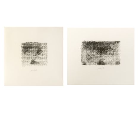 Heinz Mack (1931 Lollar) (F)Kleines und großes schwarz-weiß Raster, zwei Grafiken, jeweils Lithografie auf Velin, kleines sch