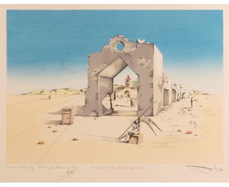 Salvador Dalí (1904 Figueres/Spanien - 1989 ebenda) (F)La Banlieue de la ville Paranoiaque-Critique (Die Vorstadt Paranoia-Kr