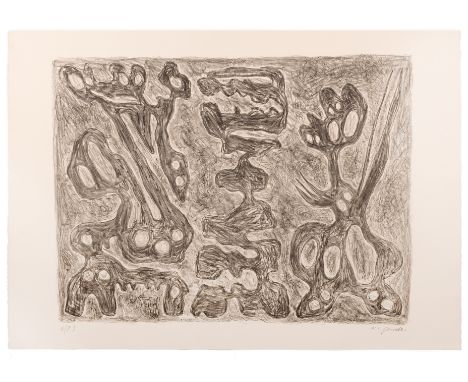 A. R. Penck (1939 Dresden - 2017 Zürich) (F)Idee für Skulptur Nr. 2, aus: 'Expedition to the Holyland', Lithografie auf Bütte