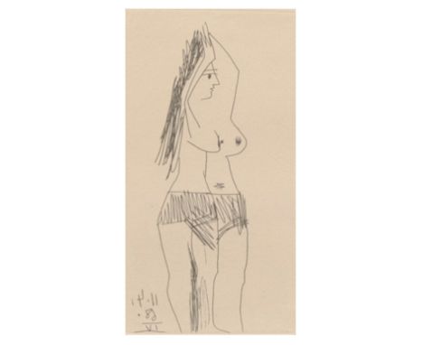 Pablo Picasso (1881 Malaga - 1973 Mougins) (F)'Femme se coiffant' aus 'La Célestine', Kaltnadelradierung auf Papier, 12 cm x 