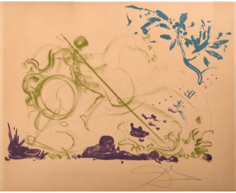 Salvador Dalí (1904 Figueres/Spanien - 1989 ebenda) (F)Der Heilige Georg mit dem Drachen, Farblithografie auf Arches (Wasserz