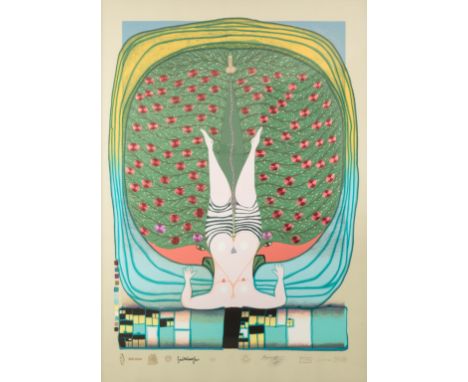 Friedensreich Hundertwasser (1928 Wien - 2000 Brisbane) (F)Hommage a Schröder-Sonnenstern, Farbserigrafie und Metallprägung a