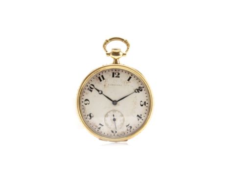 Longine Taschenuhr LépineSchweiz, um 1920-1925, Handaufzug, flaches vergoldetes Werk, Minutenchaton, Kolbenzahlnankerhemmung,