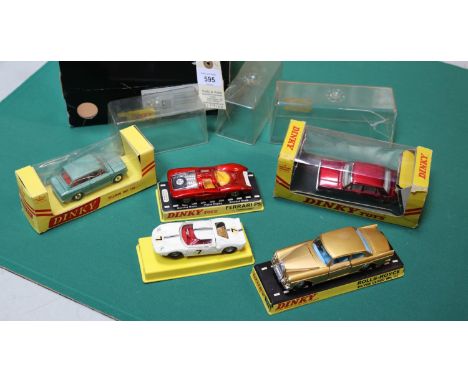 5 Dinky Toys. Hillman Imp (138) in metallic green with red interior. Ferrari P5 (220) in metallic red with orange interior. V