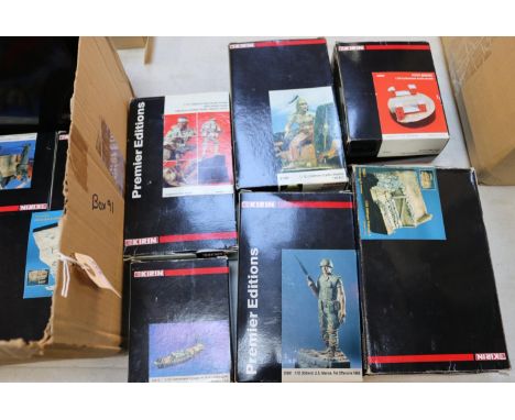 9 Kirin 1:35 scale resin model kits, to include lion of Babylon Iraqi republican guard T-72M1, ruined brick wall, Vietnam fir