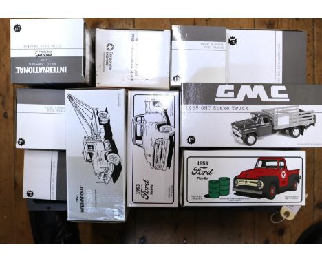 20 First Gear American Trucks. 1955 Diamond-T Wrecker, Shamrock Towing. 1958 GMC Fuel Tanker with pump, Texaco. AC Bulldog St