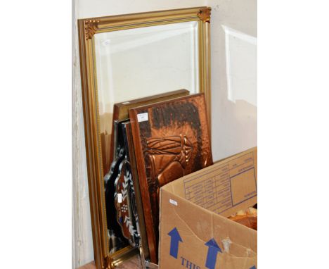 DECORATIVE COPPER WALL PANEL &amp; 2 MIRRORS     