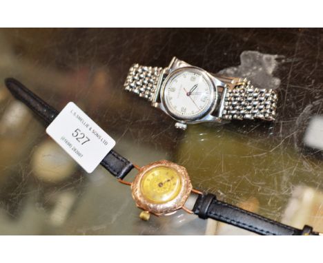 VINTAGE ROLEX JUNIOR SPORT OYSTER STAINLESS STEEL WRIST WATCH &amp; VINTAGE ROLEX 9 CARAT GOLD CASED WRIST WATCH ON LEATHER S