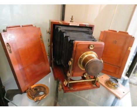 J Lancaster & Son, Birmingham, The 1894 Instantograph patent wooden folding camera, with Lancaster & Sons patent brass lens a
