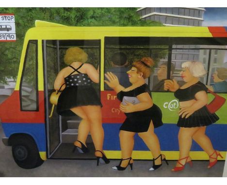 Beryl Cook - a signed limited edition print, figures on a bus, 503/650, 15 x 20