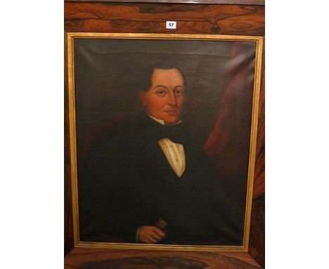 A 19th century rosewood framed oil on canvas portrait of a gentleman, 24 x 29
