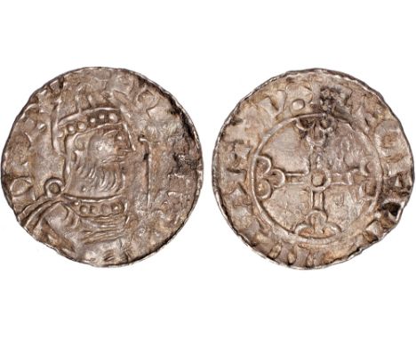 British Coins, Edward the Confessor, penny, pointed helmet type (1053-1056), Northampton, Leofric, helmeted bust r. holding s