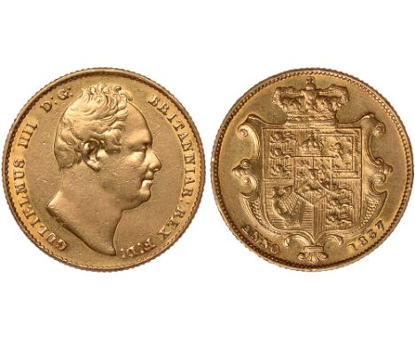 G British Coins, William IV, sovereign, 1837, bare head r., rev. crowned shield of arms (S.3829B), polished, about very fine