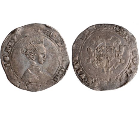 British Coins, Edward VI, second period, shillings (2), Durham House, undated, mm. bow (S.2472); third period, very base issu