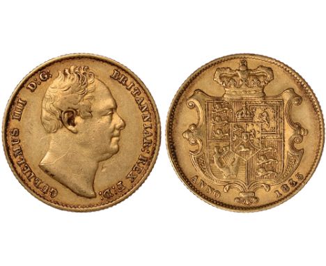 G  British Coins, William IV, sovereign, 1835, bare head r., rev. crowned shield of arms (S.3829B), about very fine