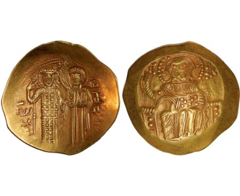 Ancient Coins, John II Comnenus (1118-1143), hyperperon, Thessalonica (c.1122-1137), IC – XC, Christ enthroned, raising r. ha