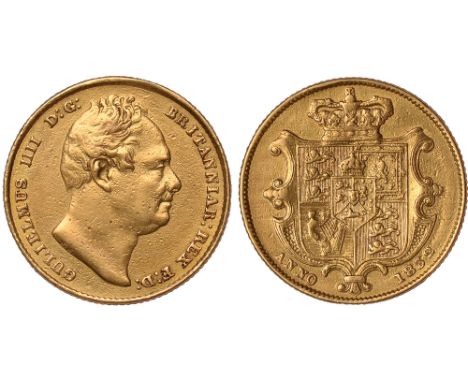 G British Coins, William IV, sovereign, 1832, bare head r., rev. crowned shield of arms (S.3829B), ex-mount, fields pitted, v