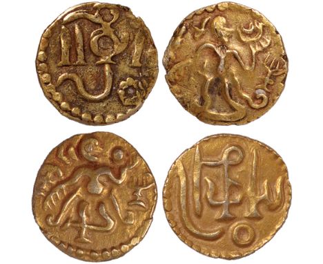 Foreign Coins and Medals, Sri Lanka (Ceylon), anonymous gold pala (quarter kahavanu), 10th-11th centuries, Vishnu standing r.