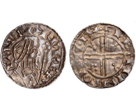 British Coins, Edward the Confessor, penny, pyramids type (1065-1066), Northampton, Swetman, crowned bust r. with sceptre, re