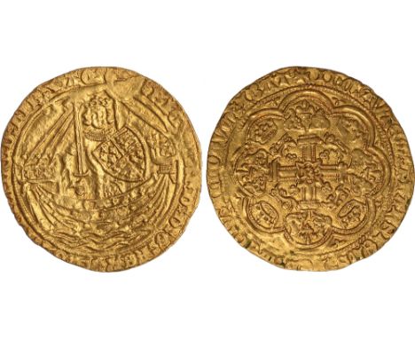British Coins, Richard II (1377-1399), noble, type IB? with French titles, London mint, king with sword and shield stg. facin