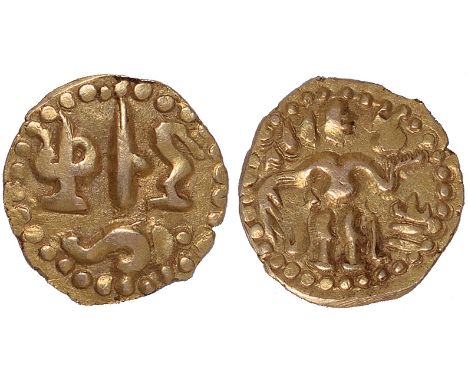 Foreign Coins and Medals, Sri Lanka (Ceylon), anonymous gold aka (one eighth kahavanu), 10th-11th centuries, Vishnu standing 