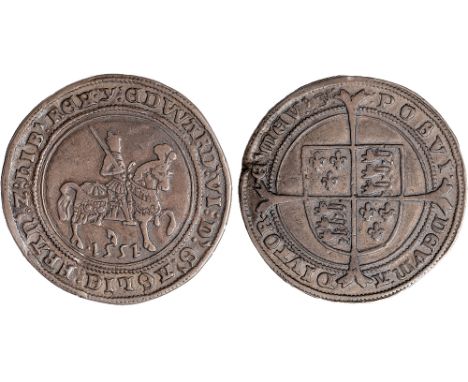 British Coins, Edward VI, fine silver coinage, halfcrown, mm. y, 1551, crowned figure of king on horseback r., shouldering sw