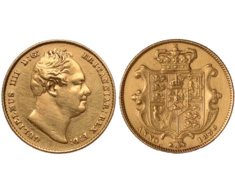 G British Coins, William IV, sovereign, 1836, bare head r., rev. crowned shield of arms (S.3829B), ex-mount, brushed, very fi