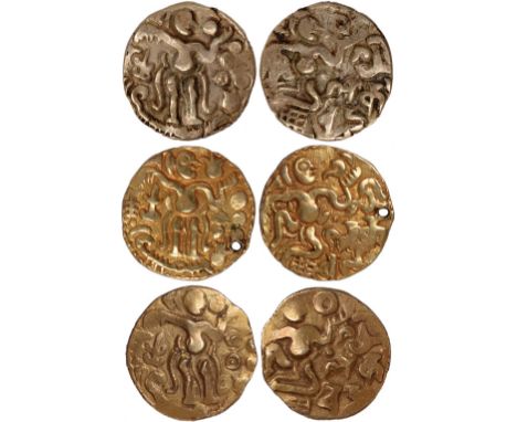 Foreign Coins and Medals, Sri Lanka (Ceylon), anonymous gold kahavanu, 10th-11th centuries, type IIIc  (3), king seated r., T