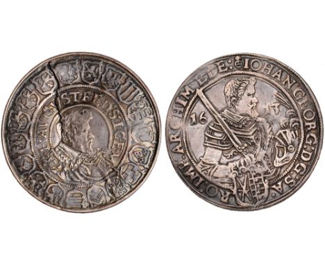 Foreign Coins and Medals, Germany, Saxony, Johann Georg I and August of Naumburg, box thaler, 1613, bust of Johann Georg r., 