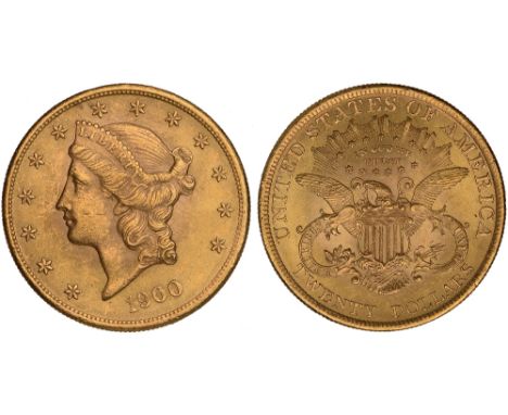 G Foreign Coins and Medals, USA, 20 dollars, 1900, Liberty head l., rev. eagle with shield on breast, light marks on portrait
