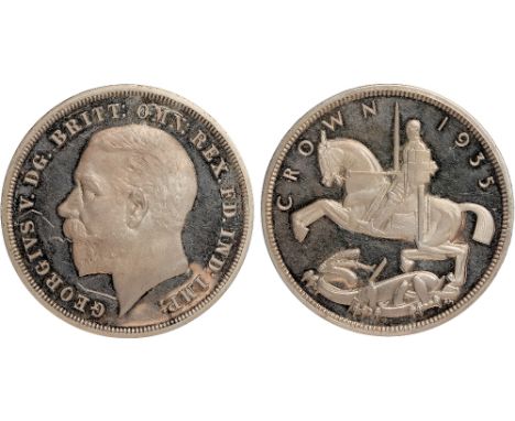 British Coins, George V, proof crown, 1935, raised edge, bare head l., rev. St. George and the dragon (S.4050; ESC.378; Bull 