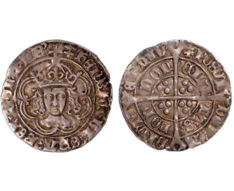 British Coins, Henry VII, groat, class IIIc, London, mm. anchor/lis issuant from rose (1499), crowned bust facing within tres