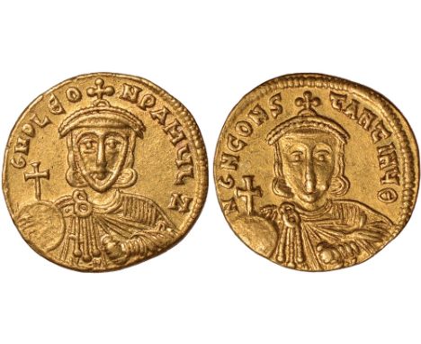 Ancient Coins, Leo III, the Isaurian, and Constantine V (717-741), solidus, Constantinople, (c.725-732), d N D LЄON P A MYLH,