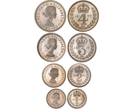 British Coins, Elizabeth II, Maundy set, 1977, laur. head r., rev. crowned mark of value within wreath (S.4211), mint state (
