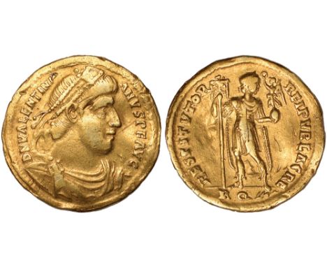 Ancient Coins, Valentinian I, solidus, Rome (364-367), D N VALENTINIANVS P F AVG, rosette-diademed, draped and cuirassed bust